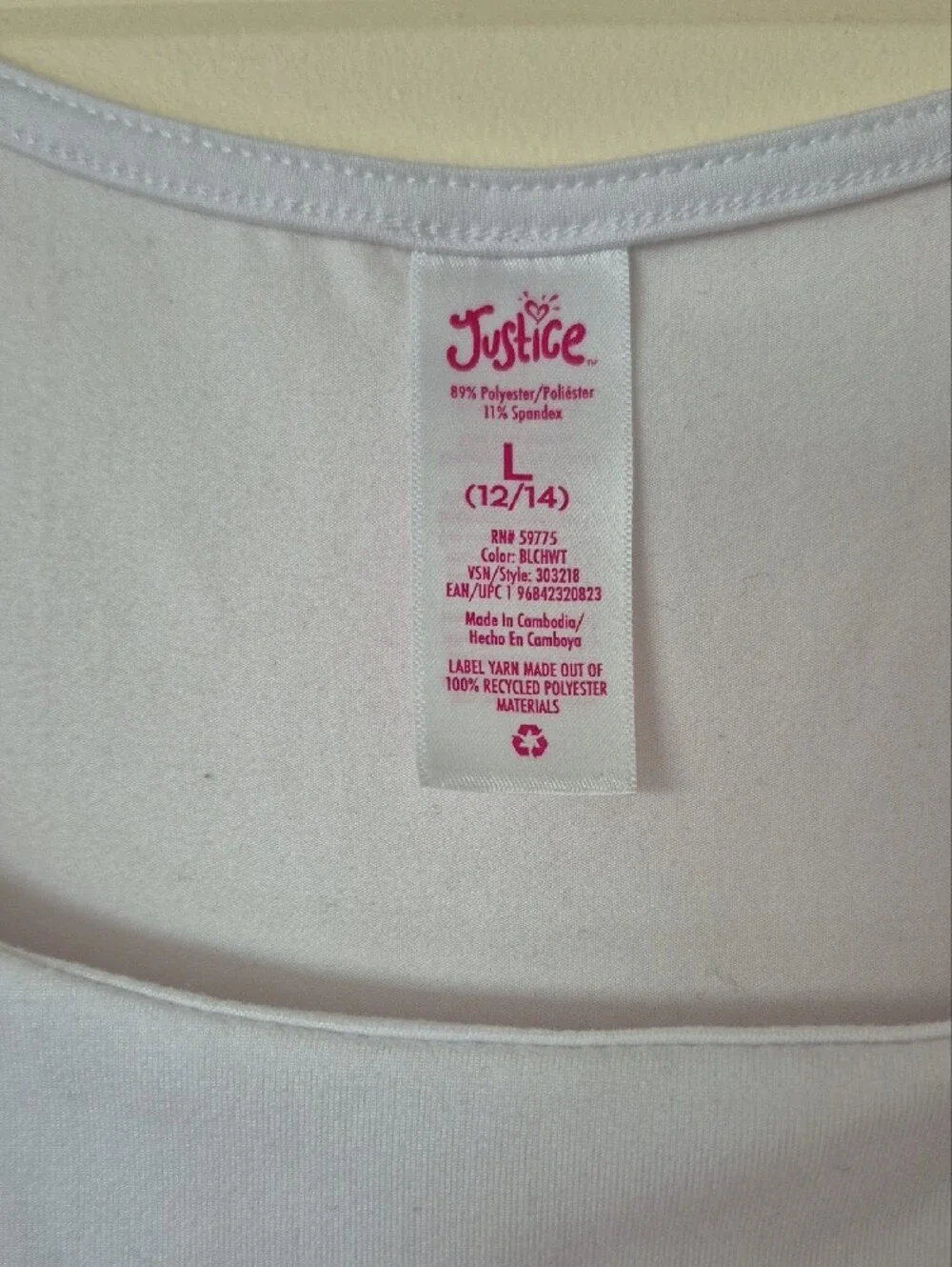 Justice White Scoop Neck Crop Tee